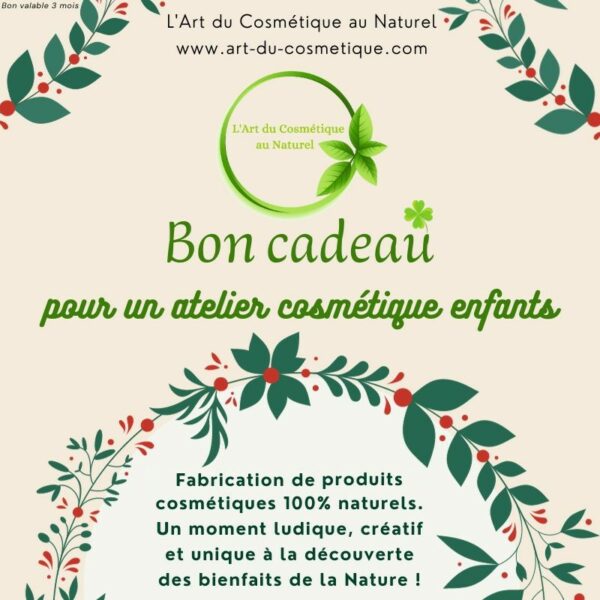 Bon cadeau atelier cosmétique naturel pour enfants